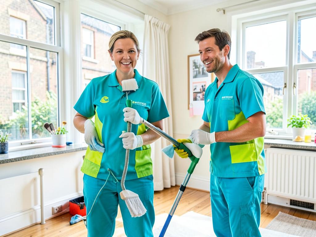 CleoCleaning team members with eco-friendly cleaning supplies in London